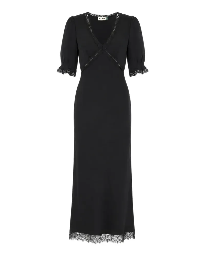 RIXO Annina Midikleid mit Spitzenbesatz - Schwarz Schwarz