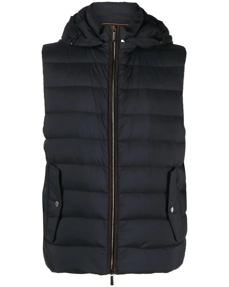 MOORER Gefütterte Kitami-S3 Kapuzenweste - Blau Blau