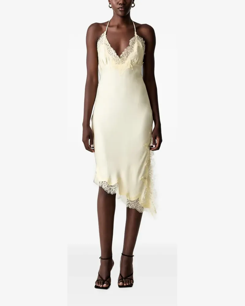 Bardot Asymmetrisches Silvio Minikleid mit Spitzenbesatz - Gelb Gelb