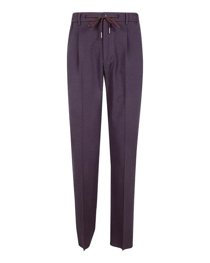 Tagliatore seersucker drawstring trousers - Braun Braun