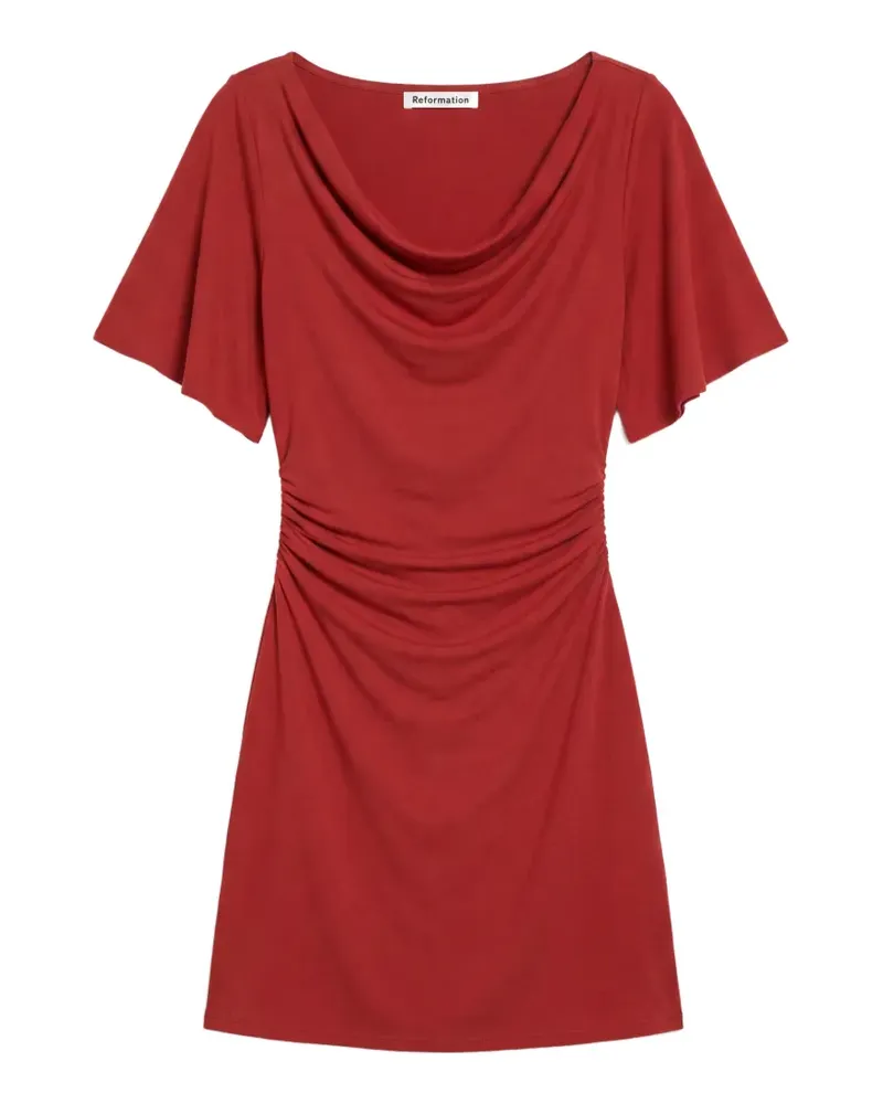 Reformation Gerafftes Nina Minikleid aus Strick - Rot Rot