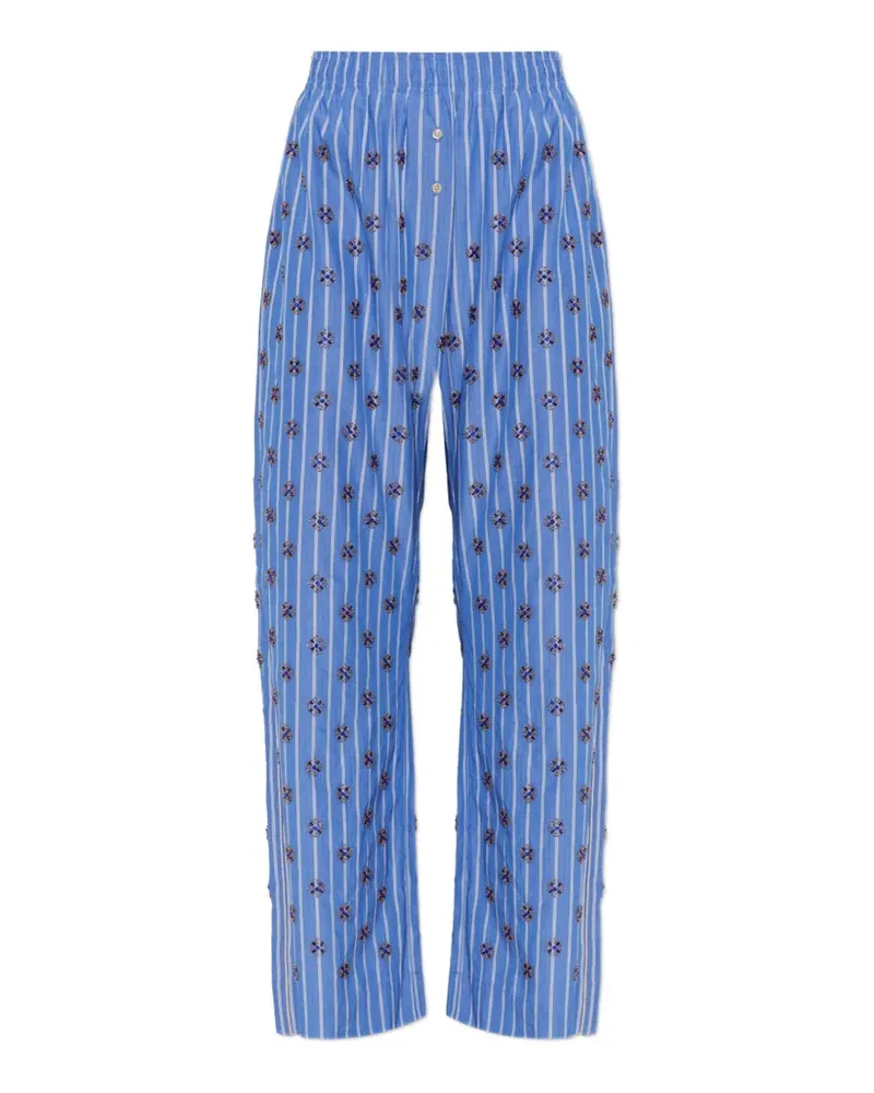 MUNTHE Viologen bead-embellished striped trousers - Blau Blau