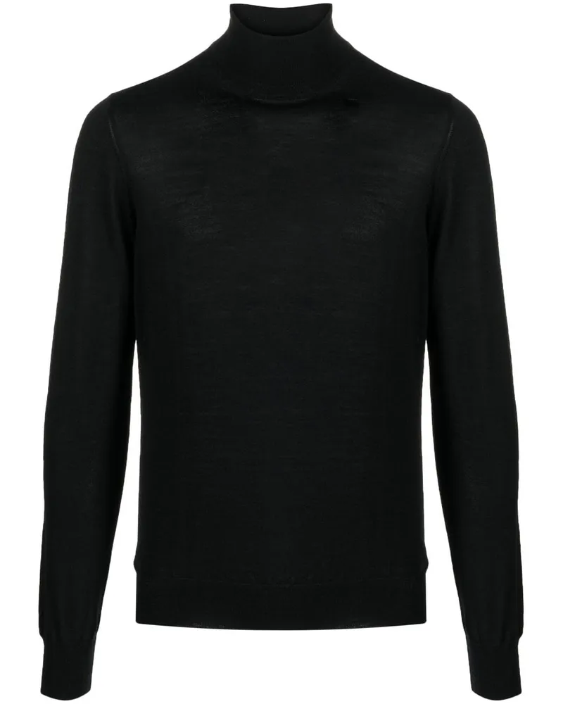 Tagliatore Fein gestrickter Rollkragenpullover - Schwarz Schwarz