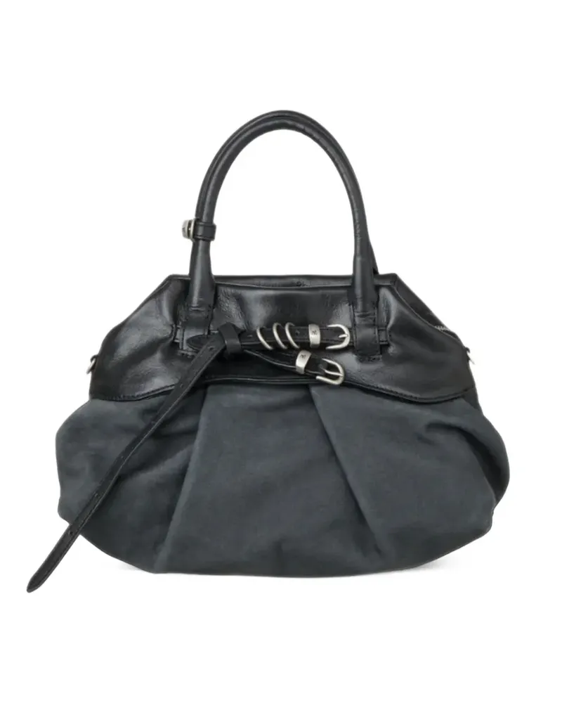 Marge Sherwood buckled layered leather tote bag - Schwarz Schwarz