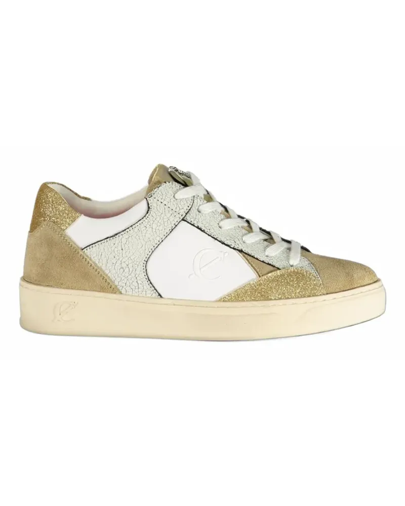 CAFèNOIR  Sneakers mit Glitter-Einsätzen und Riss-Effekt - Weiß Weiß
