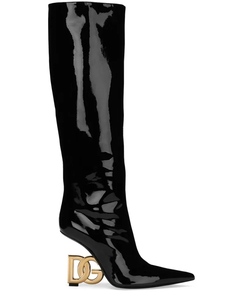 Dolce & Gabbana Stiefel mit DG-Absatz 105mm - Schwarz Schwarz