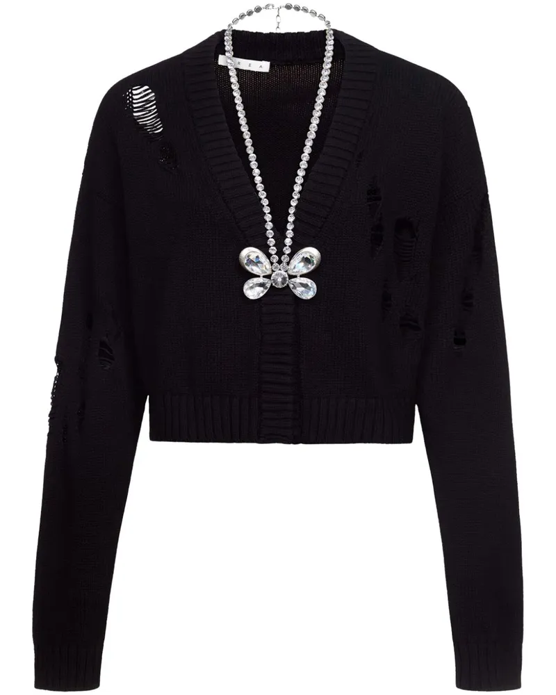 Area Cardigan mit Schmetterlingsapplikation - Schwarz Schwarz