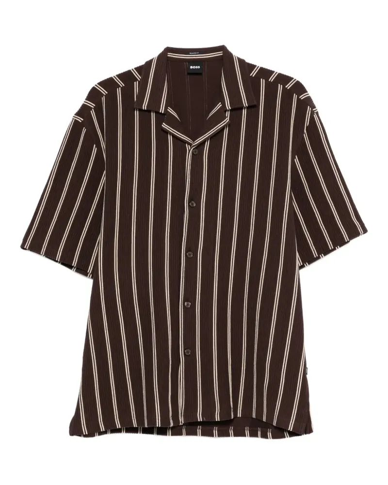 HUGO BOSS striped ribbed-knit shirt - Braun Braun