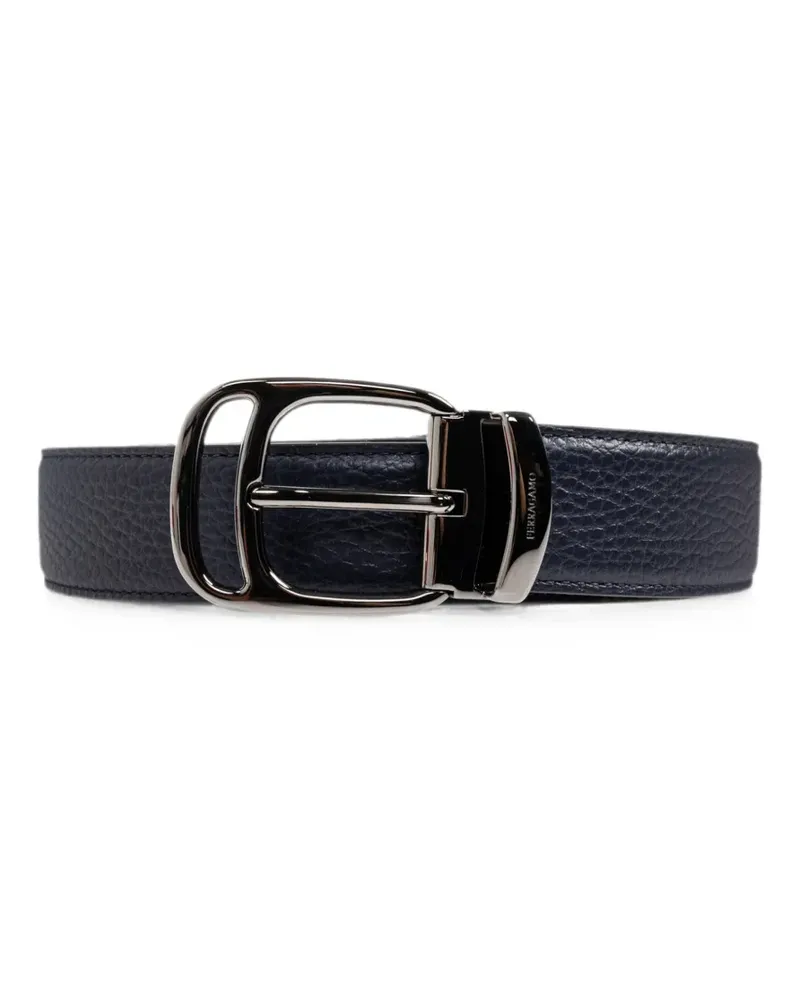 Ferragamo reversible grained calf leather belt - Blau Blau