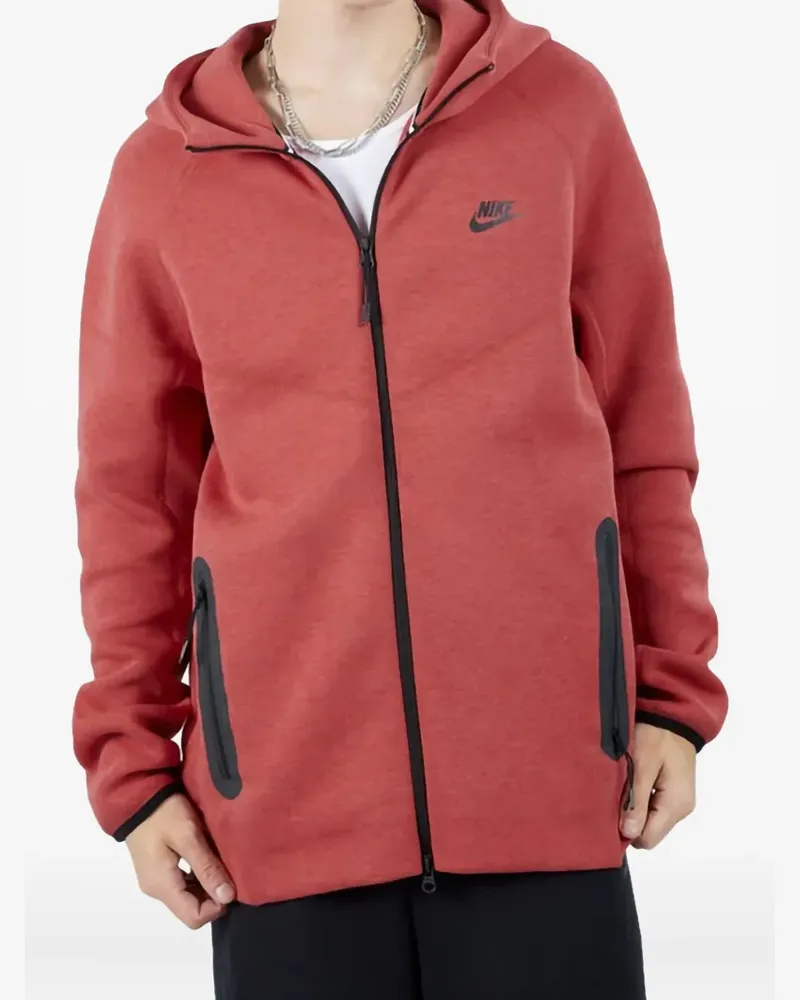 Nike Tech Fleece Windrunner "Light University Red Heather/Black" Hoodie - Rot Rot