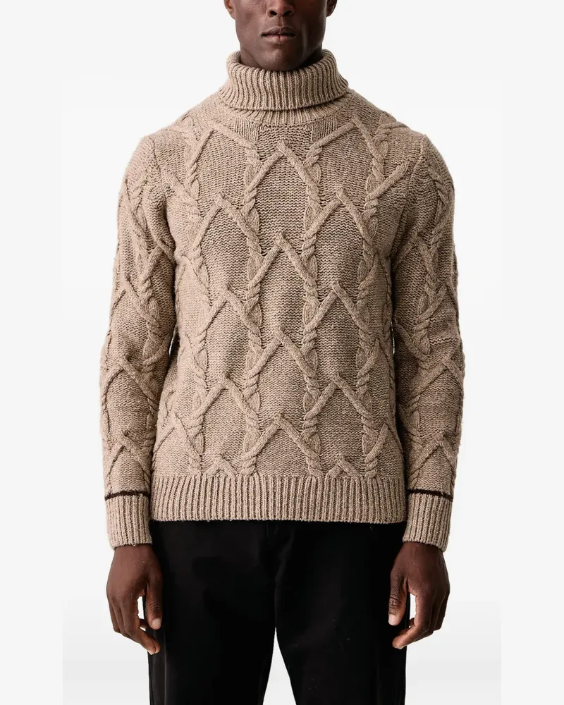 Mos Mosh Barnie cable-knit roll-neck sweater - Nude Nude