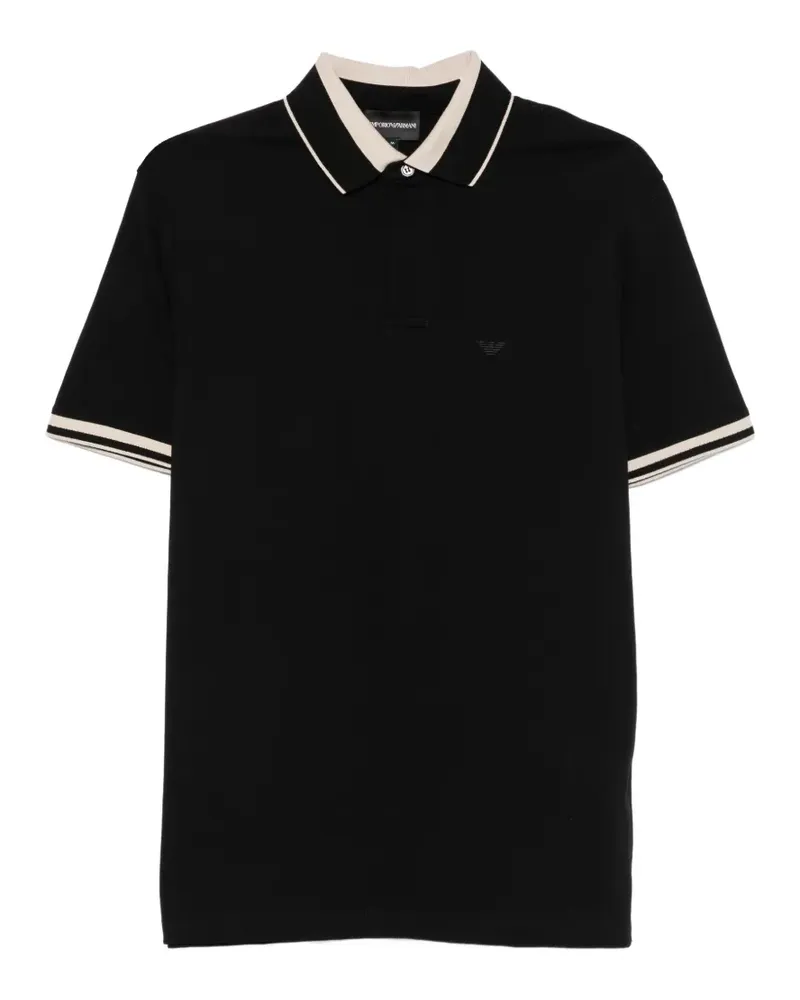Emporio Armani logo-embroidered polo shirt - Schwarz Schwarz
