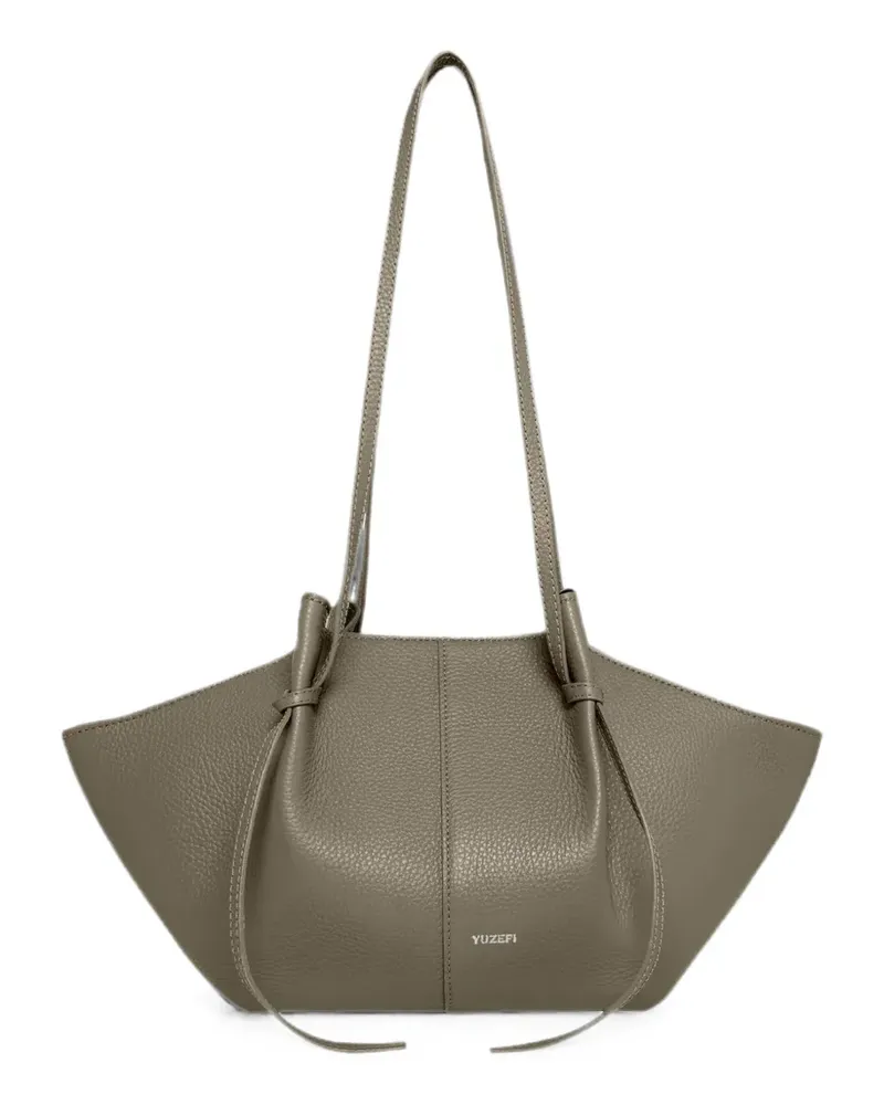 YUZEFI Mochi Schultertasche aus gekörntem Leder - Grau Grau