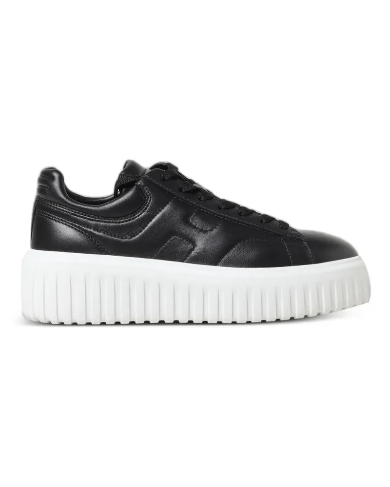 Hogan H-Stripes logo-patch platform sneakers - Schwarz Schwarz