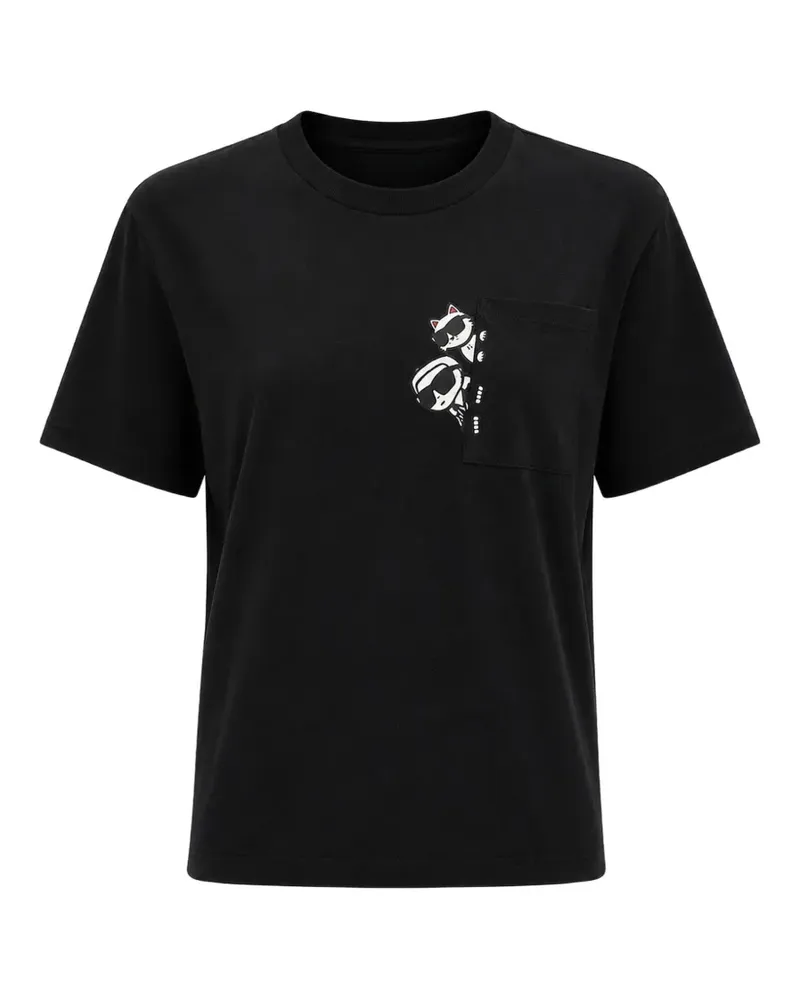 Karl Lagerfeld T-Shirt mit aufgesetzter Tasche - Schwarz Schwarz