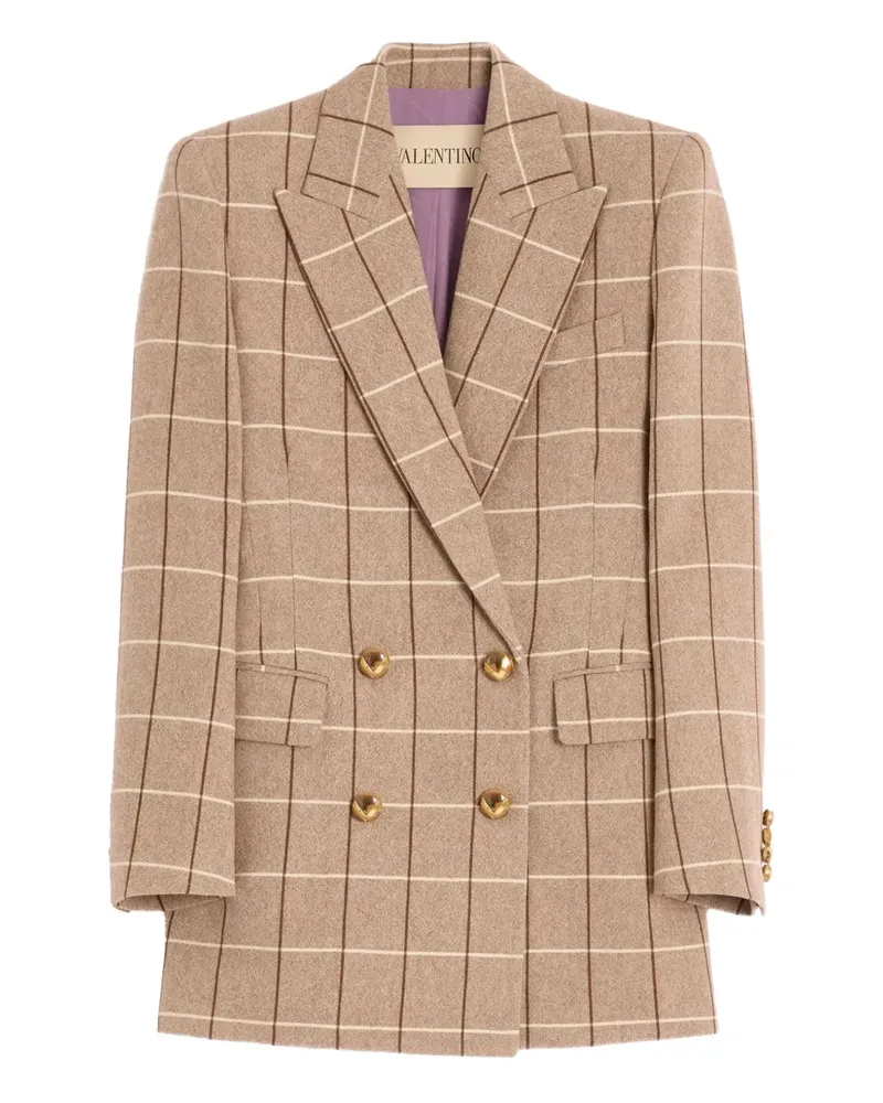 Valentino Garavani Doppelreihiger Blazer mit Windowpane-Karo - Nude Nude