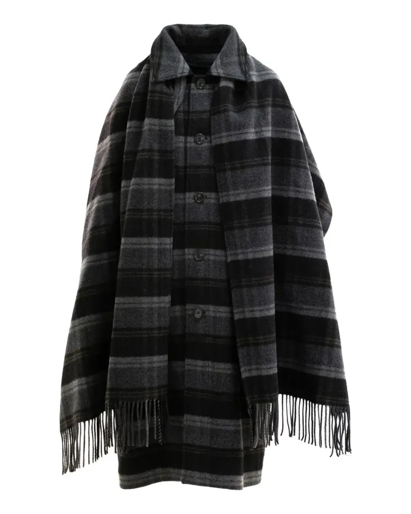 Ralph Lauren Karierter Mantel mit Schaldetail - Schwarz Schwarz