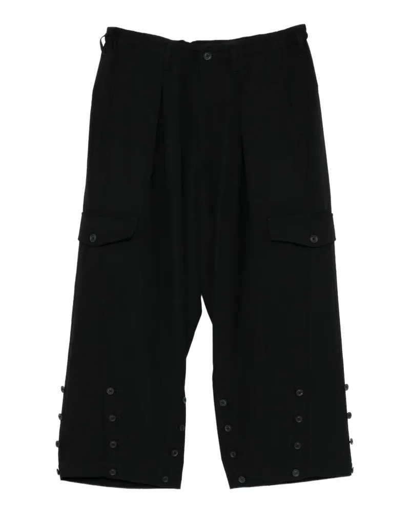 Yohji Yamamoto hem button cargo pants - Schwarz Schwarz