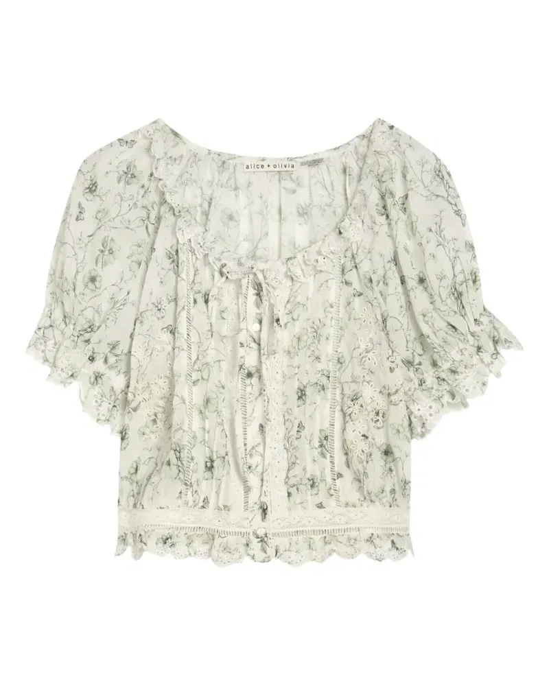 Alice + Olivia Bluse mit gerüschten Ärmeln - Weiß Weiß