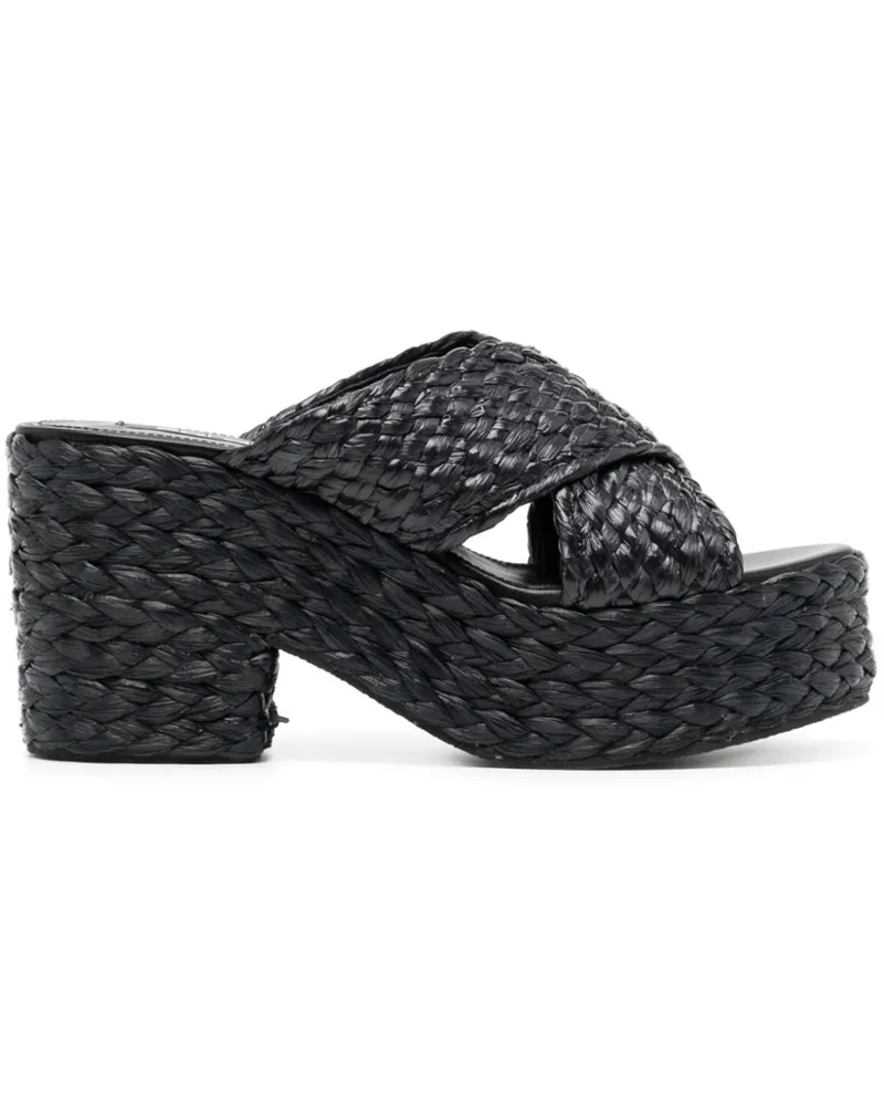 Sergio Rossi Mules mit Plateau 85mm - Schwarz Schwarz
