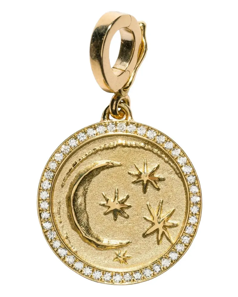 AZLEE 18kt Cosmic Gelbgoldanhänger mit Diamant Gold