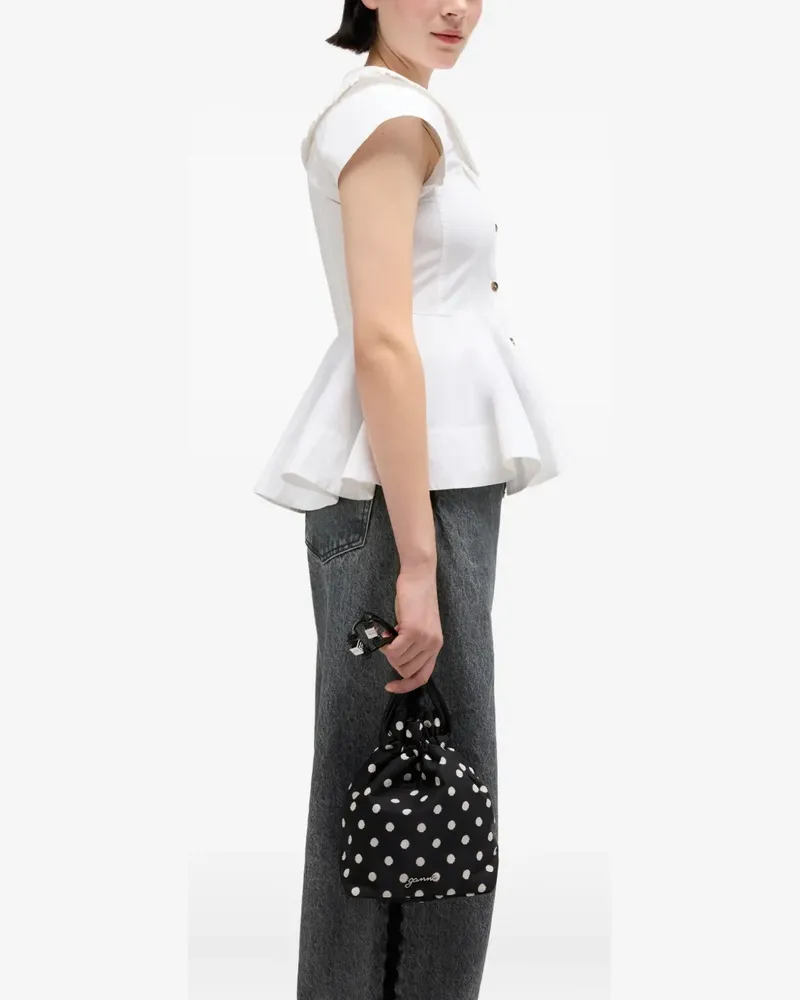 Ganni Beuteltasche mit Polka Dots - Schwarz Schwarz
