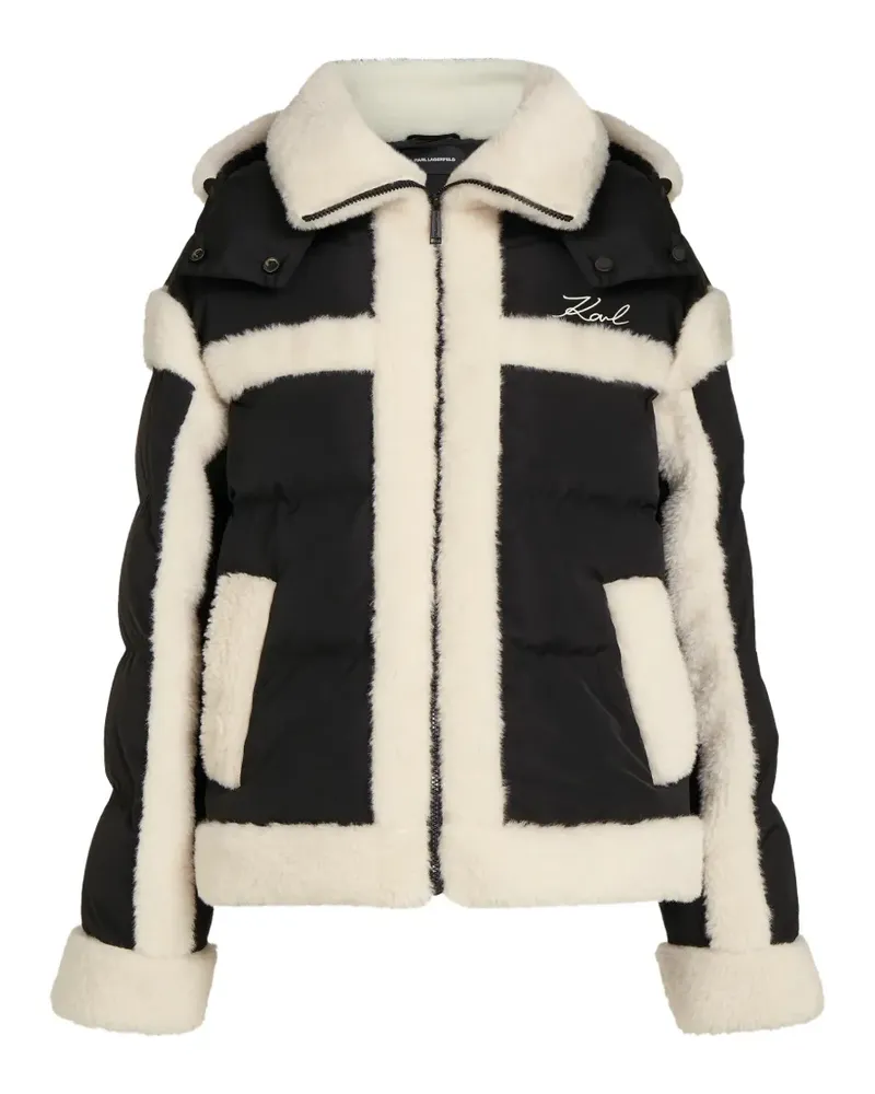 Karl Lagerfeld Gefütterte Faux-Shearling-Jacke - Schwarz Schwarz