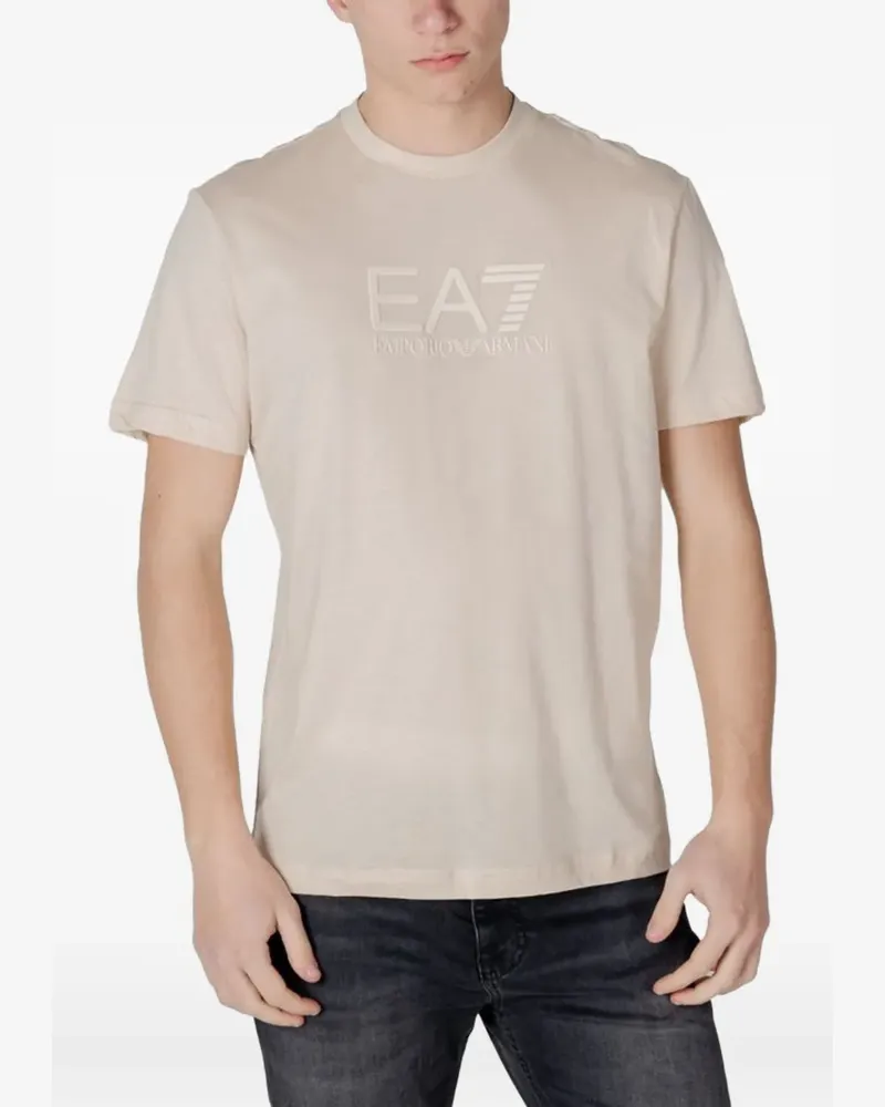 EA7 embroidered-logo T-shirt - Nude Nude