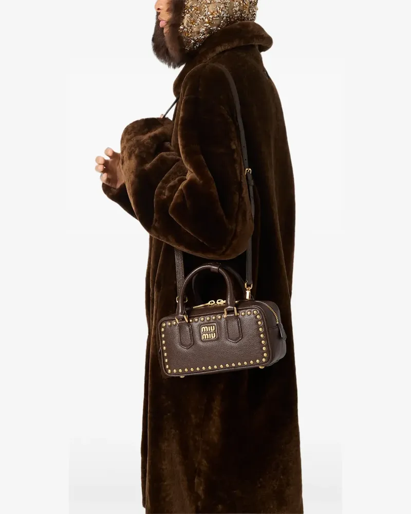 Miu Miu Arcadie Tasche mit Nieten - Braun Braun