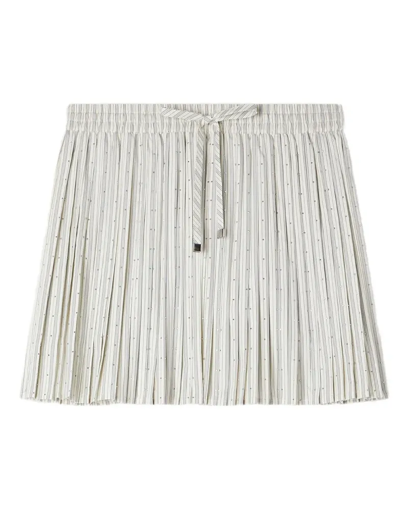 Sandro striped rhinestone A-line mini skirt - Nude Nude