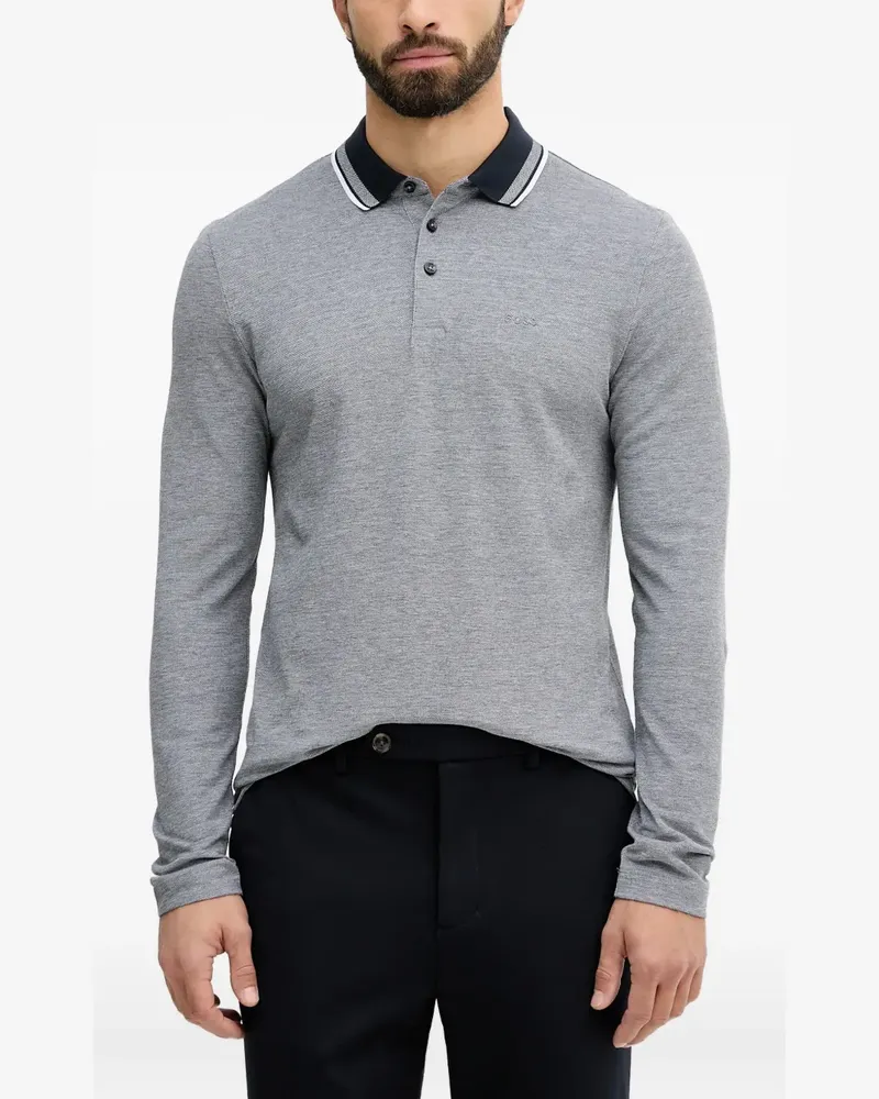 HUGO BOSS Langärmeliges Poloshirt - Blau Blau