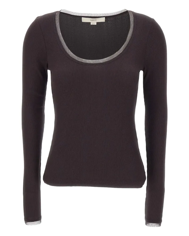 REMAIN T-Shirt mit Mesh-Besatz - Violett Violett