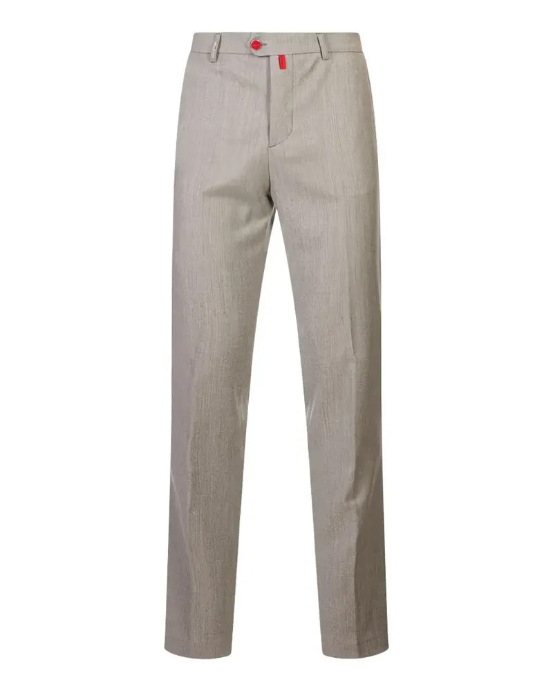Kiton Gerade Hose mit Logo-Patch - Grau Grau