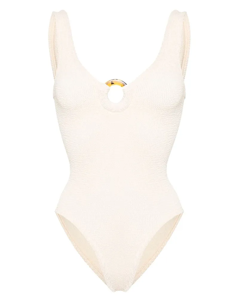 Hunza G Celine Badeanzug mit Knitteroptik - Nude Nude