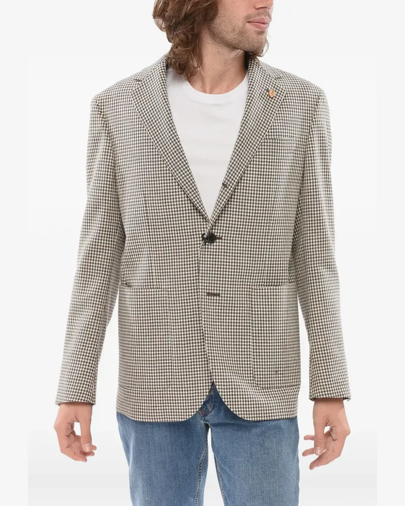 Corneliani checked single-breasted blazer - Braun Braun