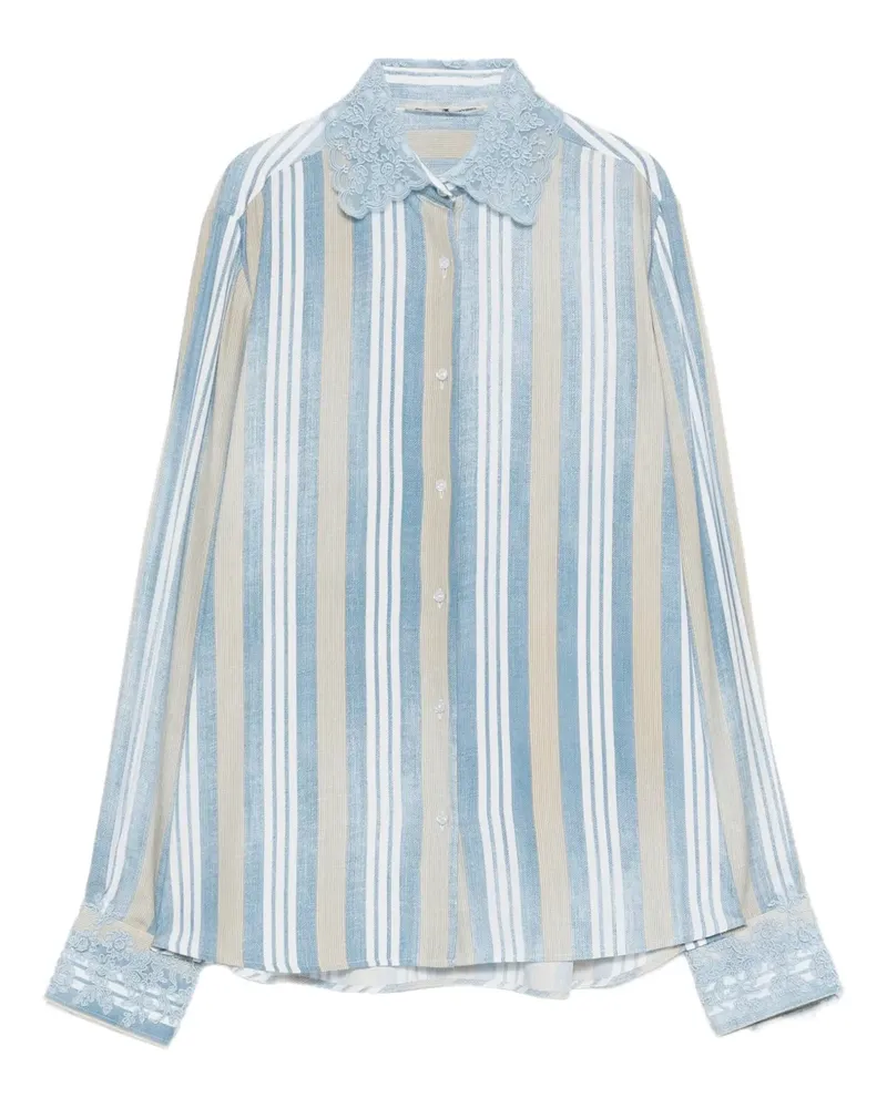 Ermanno Scervino Gestreiftes Hemd aus Spitze - Blau Blau