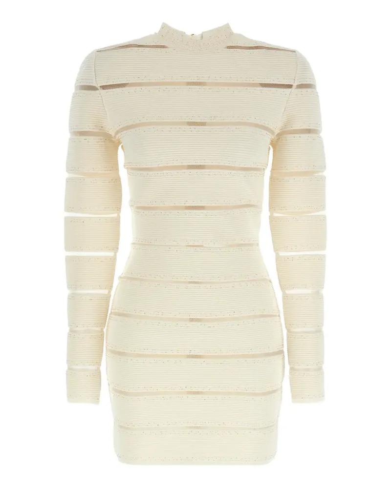 Balmain mesh sequin-embellished bodycon mini dress - Nude Nude