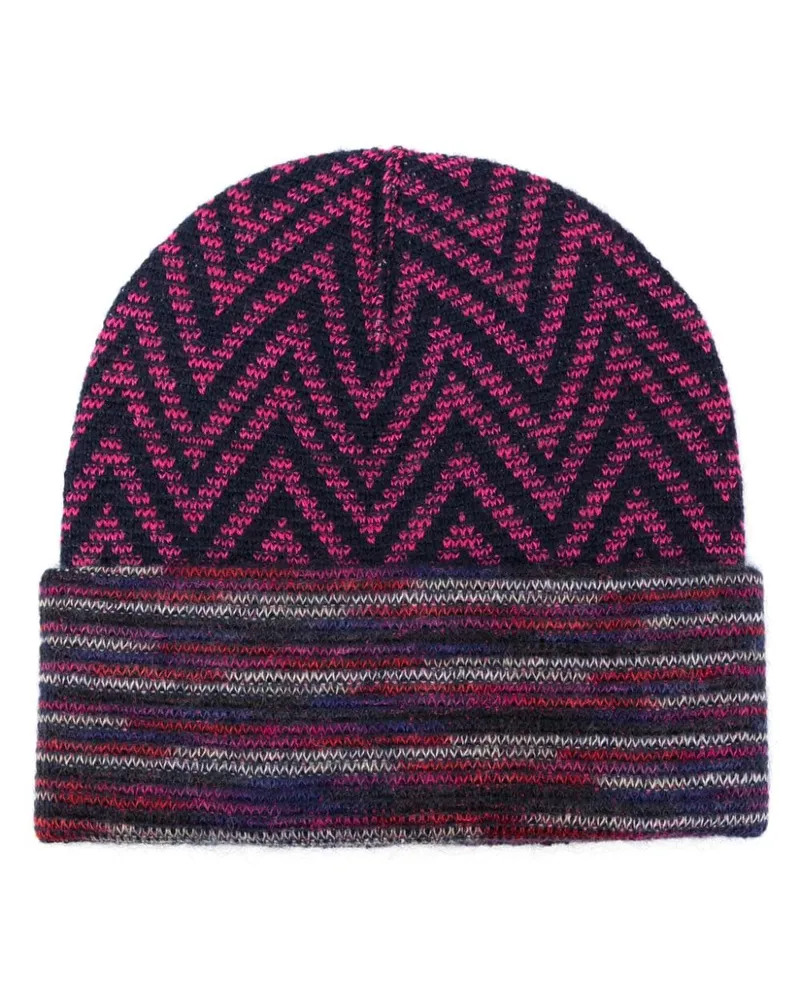 Missoni Beanie mit Zickzackmuster Rosa