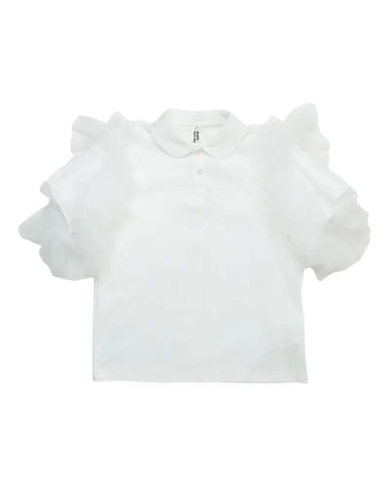Noir Kei Ninomiya ruffled tulle-sleeve polo top - Weiß Weiß