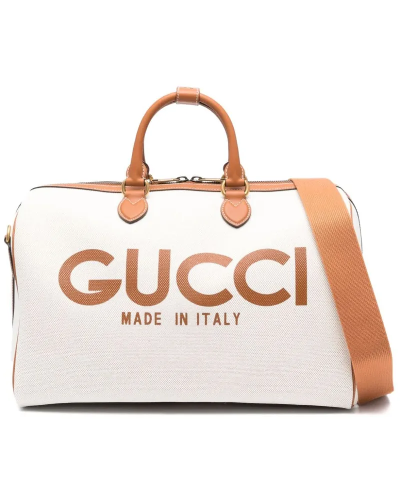 Gucci Reisetasche aus Canvas mit Logo-Print Nude