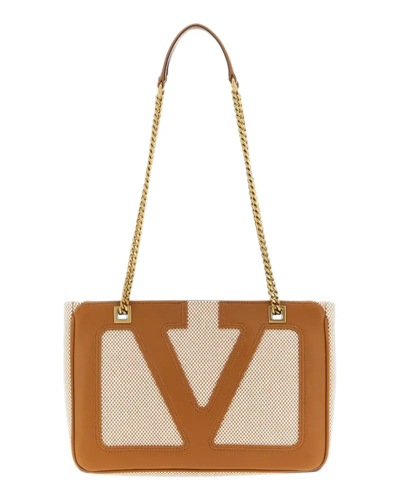 Valentino Garavani VLogo leather-trim shoulder bag - Braun Braun