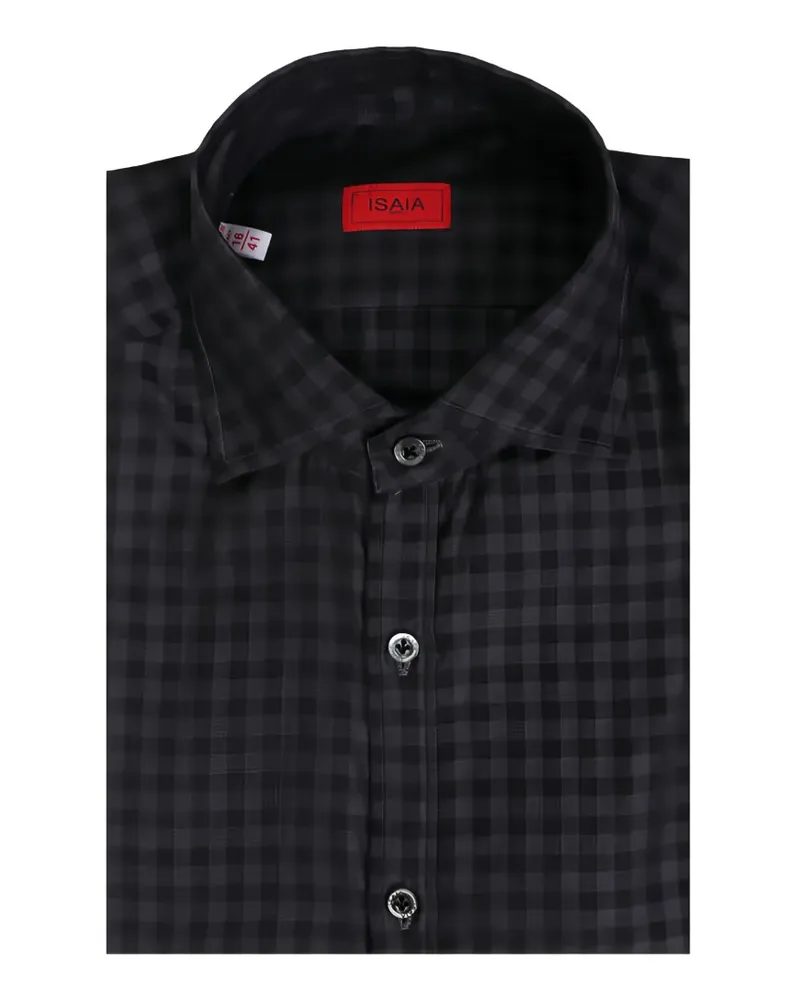 Isaia Kariertes Hemd mit Knöpfen - Grau Grau