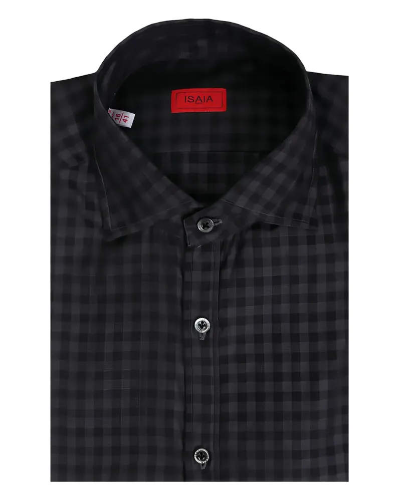 Isaia Kariertes Hemd mit Knöpfen - Grau Grau
