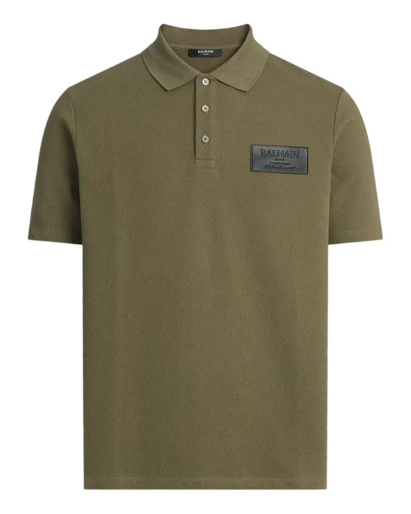 Balmain Poloshirt aus Baumwolle mit Vintage-Etikett - Grün Grün