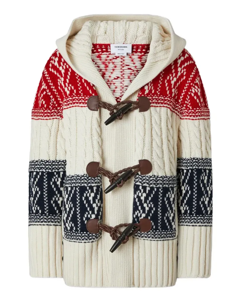 Thom Browne Grob gestrickte Fair Isle Reisetasche aus Kaschmir - Weiß Weiß