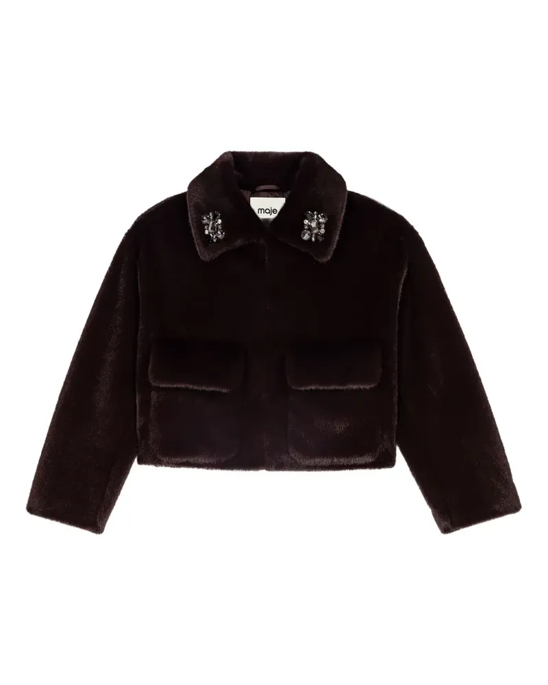 Maje Kurze Jacke aus Faux Fur - Braun Braun