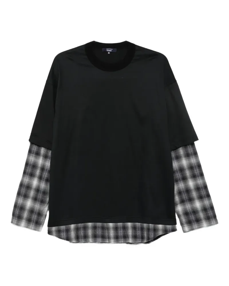 Comme des Garçons double-layer check-print T-shirt - Schwarz Schwarz