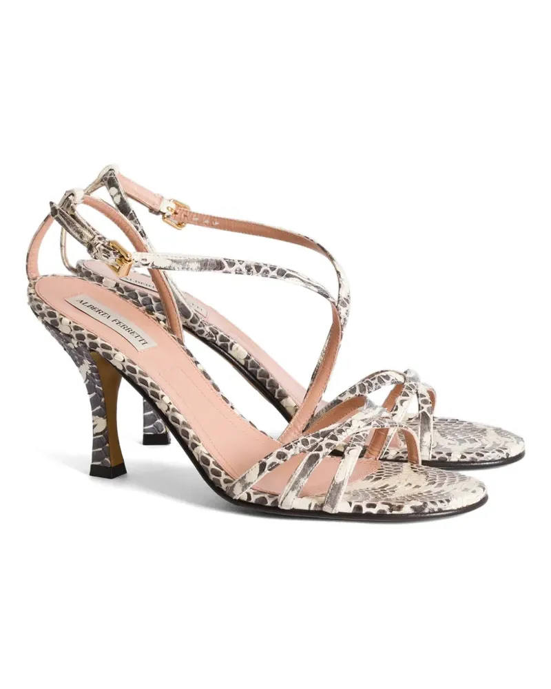 Alberta Ferretti Sandalen mit Schlangenleder-Optik - Weiß Weiß
