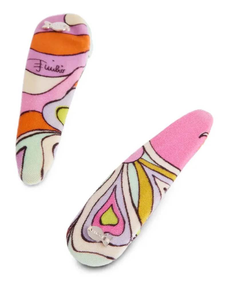 Emilio Pucci Orchidee-print hair clip set - Rosa Rosa