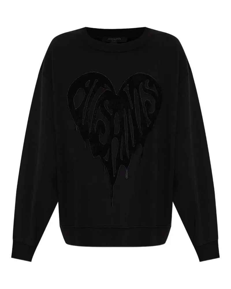 AllSaints Sweatshirt mit Herzverzierung - Schwarz Schwarz
